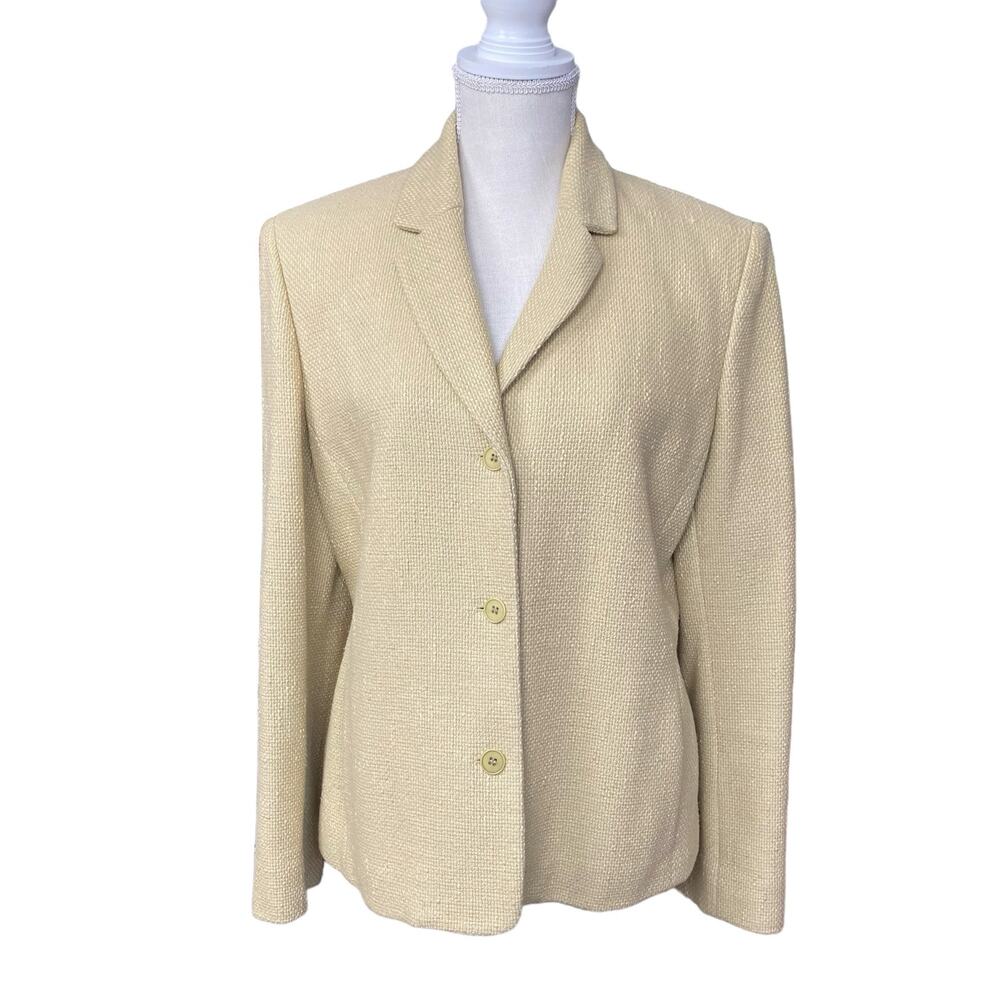 Jones New York Cream Linen Look Blazer Size 14